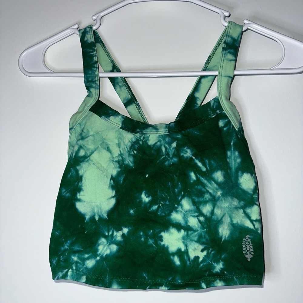 FP Movement by Free People Green Tie-Dye Tank Top